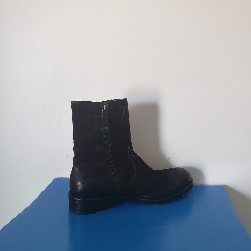 hundred 100percent Italy Handmade Italian leather ankle boot side zipper 9us BLK